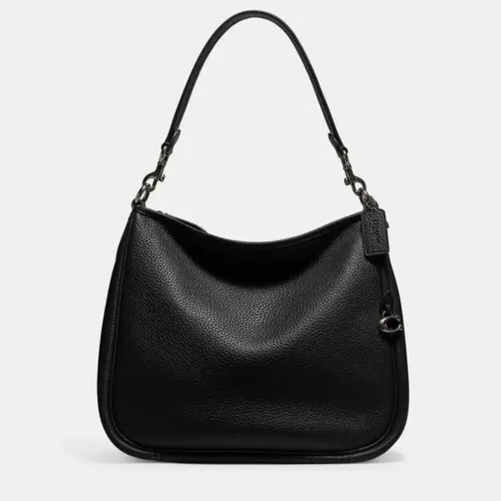 NEW Coach Soft Pebble Leather Cary Shoulder Bag Convertible Straps Black Pewter